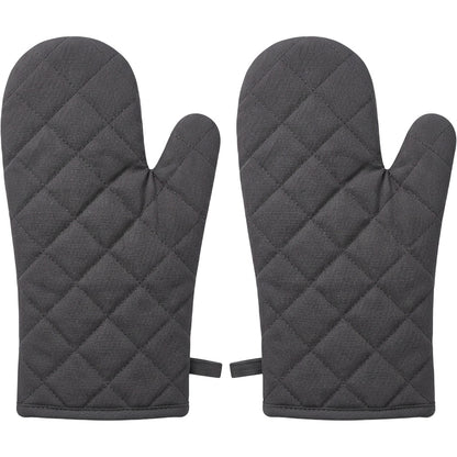 Bjwfx Crosshatch Quilted Cotton Oven Mitts 12.6 in Charcoal Pair - Product view