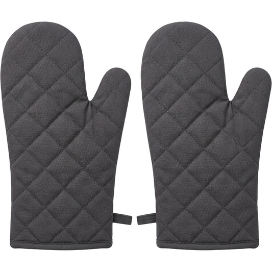 Bjwfx Crosshatch Quilted Cotton Oven Mitts 12.6 in Charcoal Pair - Product view