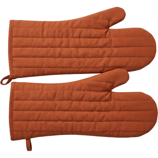Bjwfx Longfield Extra-Long Quilted Oven Mitts 15.7 in Terracotta Pair - Product view