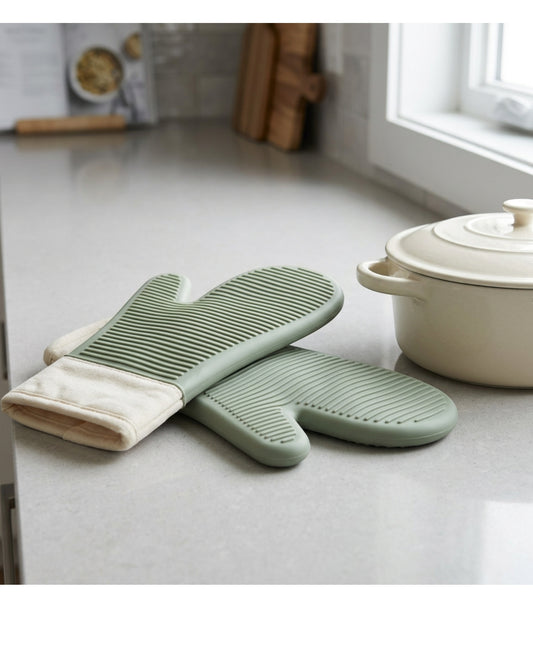 Bjwfx Moldridge Silicone Oven Mitts 13.8 in Sage Pair - Lifestyle view