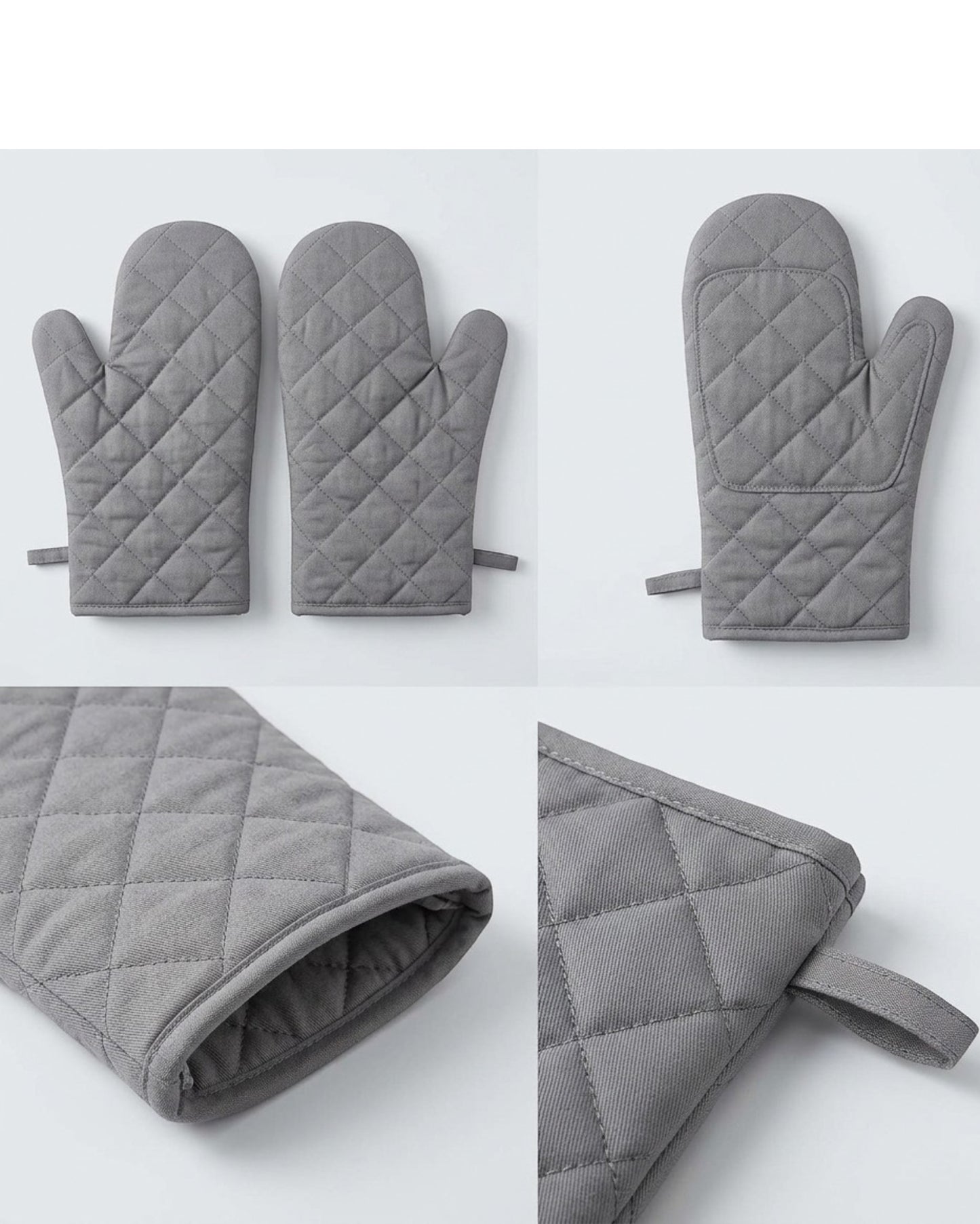 Bjwfx Quilted Cotton Oven Mitts 2-Pack Gray 33 cm