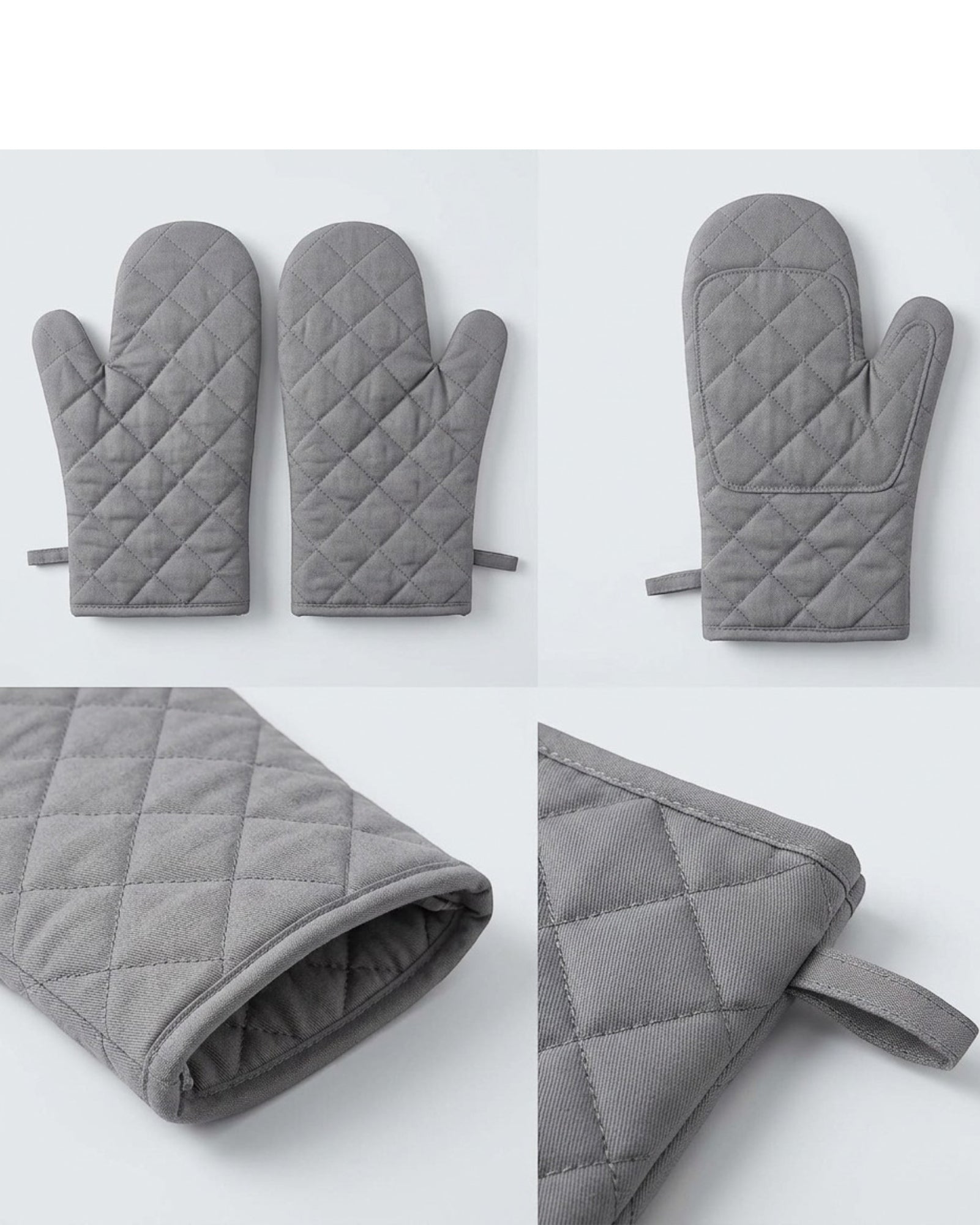 Bjwfx Quilted Cotton Oven Mitts 2-Pack Gray 33 cm
