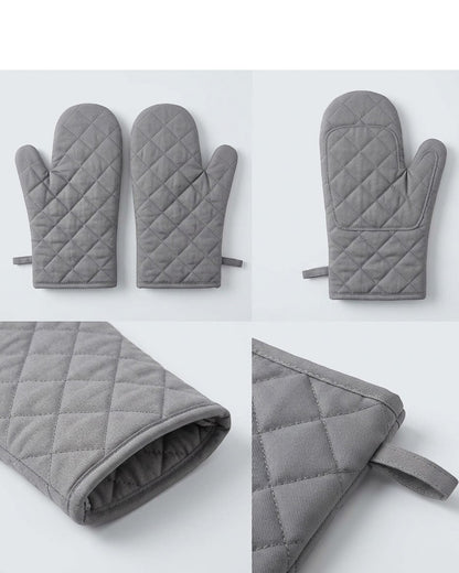 Bjwfx Quilted Cotton Oven Mitts 2-Pack Gray 33 cm