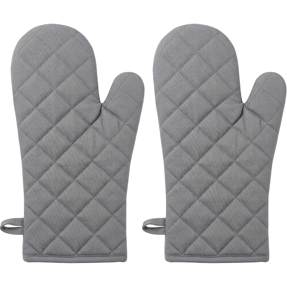 Bjwfx Quilted Cotton Oven Mitts 2-Pack Gray 33 cm