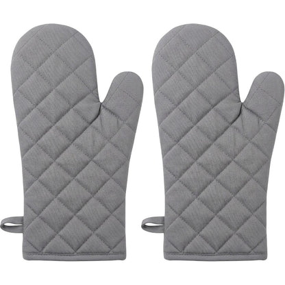 Bjwfx Quilted Cotton Oven Mitts 2-Pack Gray 33 cm