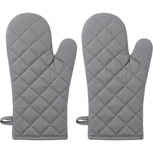 Bjwfx Quilted Cotton Oven Mitts 2-Pack Gray 33 cm