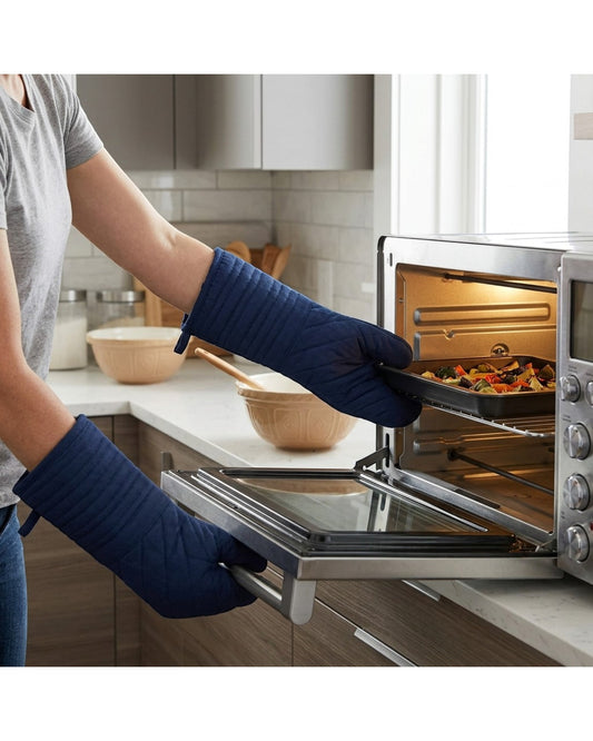 Bjwfx Extra Long Oven Mitts 2-Pack Navy 40 cm
