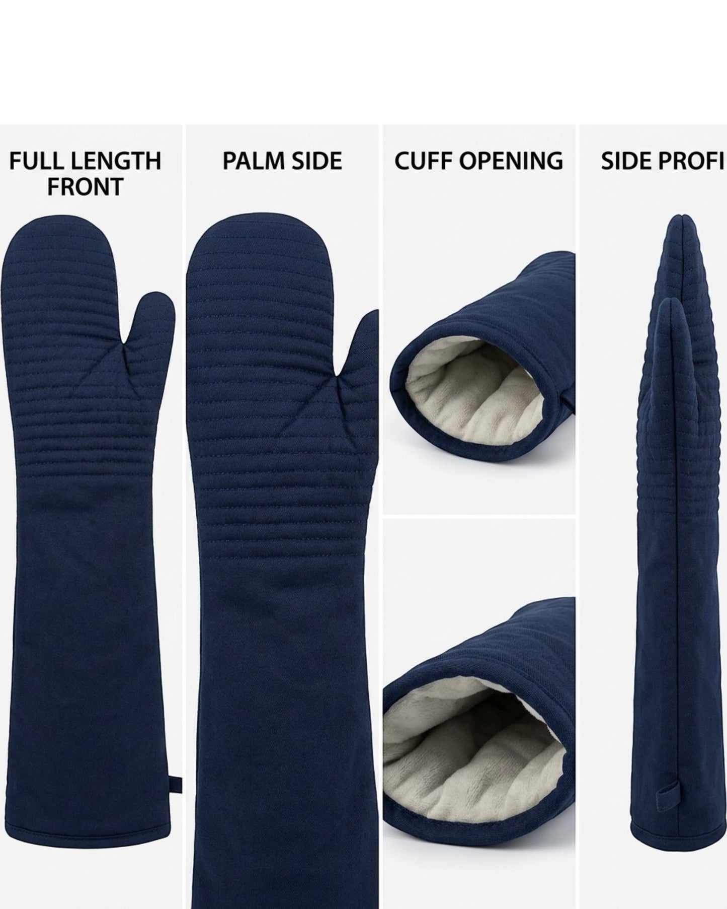 Bjwfx Extra Long Oven Mitts 2-Pack Navy 40 cm