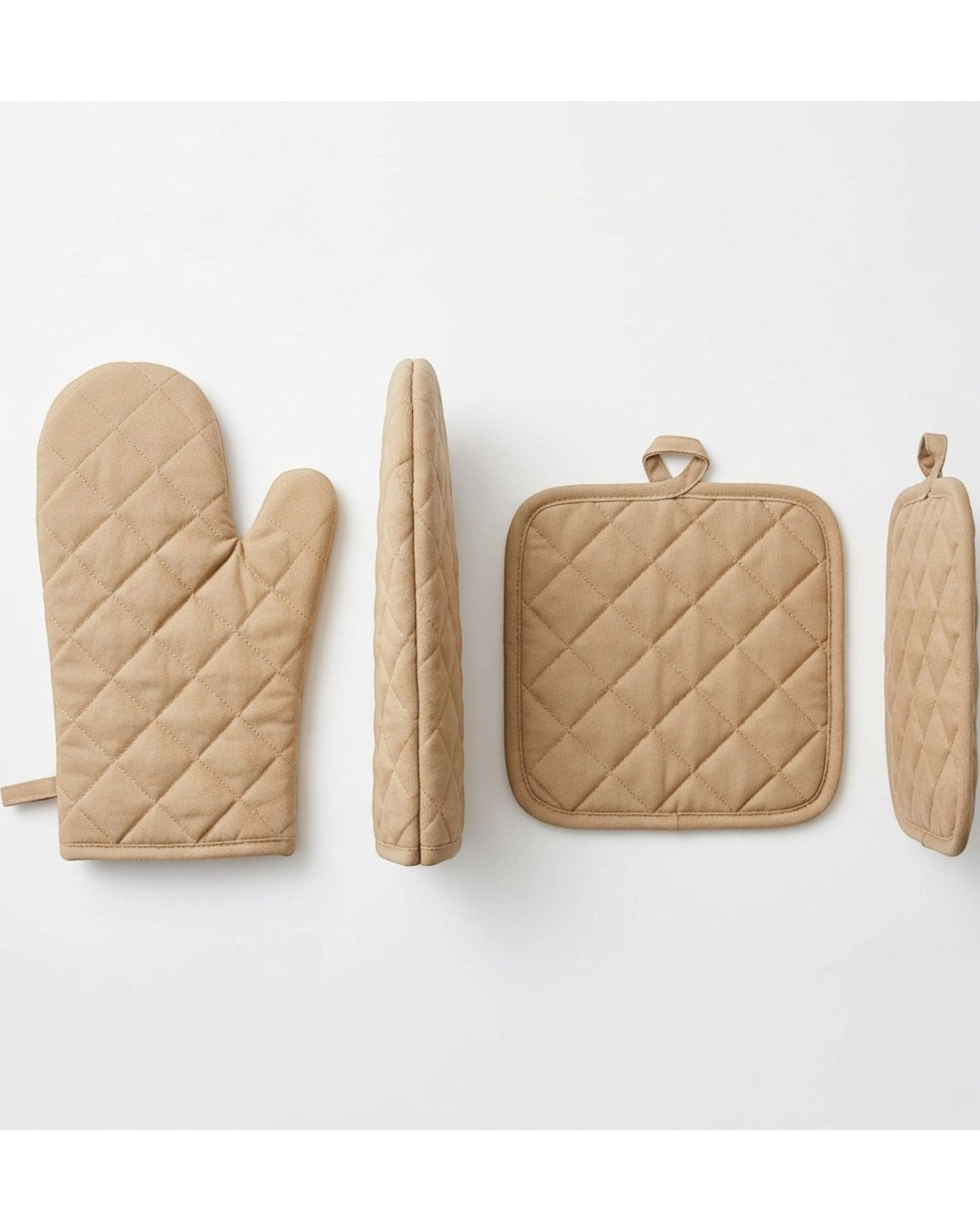Bjwfx Heat Resistant Oven Mitt and Pot Holder Set Beige