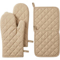 Bjwfx Heat Resistant Oven Mitt and Pot Holder Set Beige