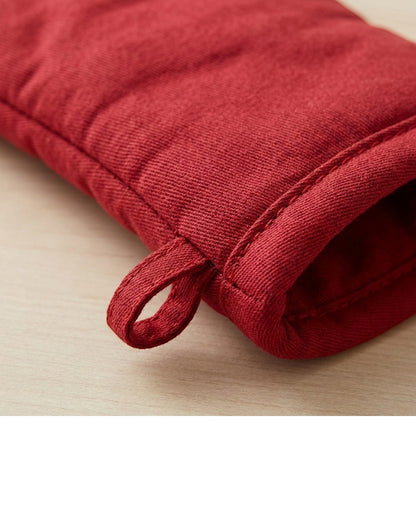 Bjwfx Cotton Oven Mitts with Hanging Loop 2-Pack Red 32 cm