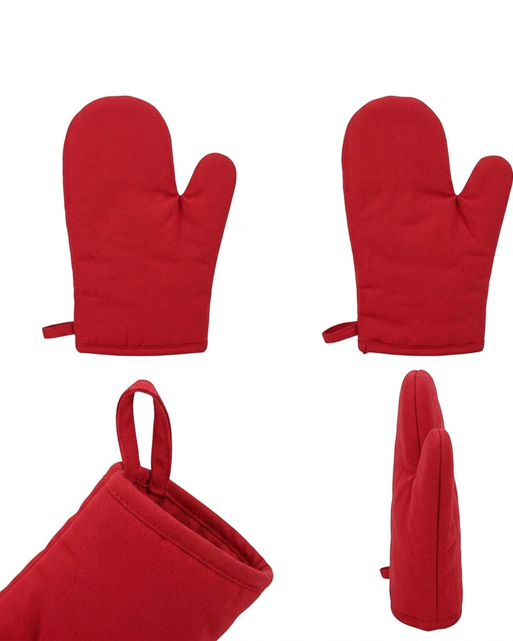Bjwfx Cotton Oven Mitts with Hanging Loop 2-Pack Red 32 cm
