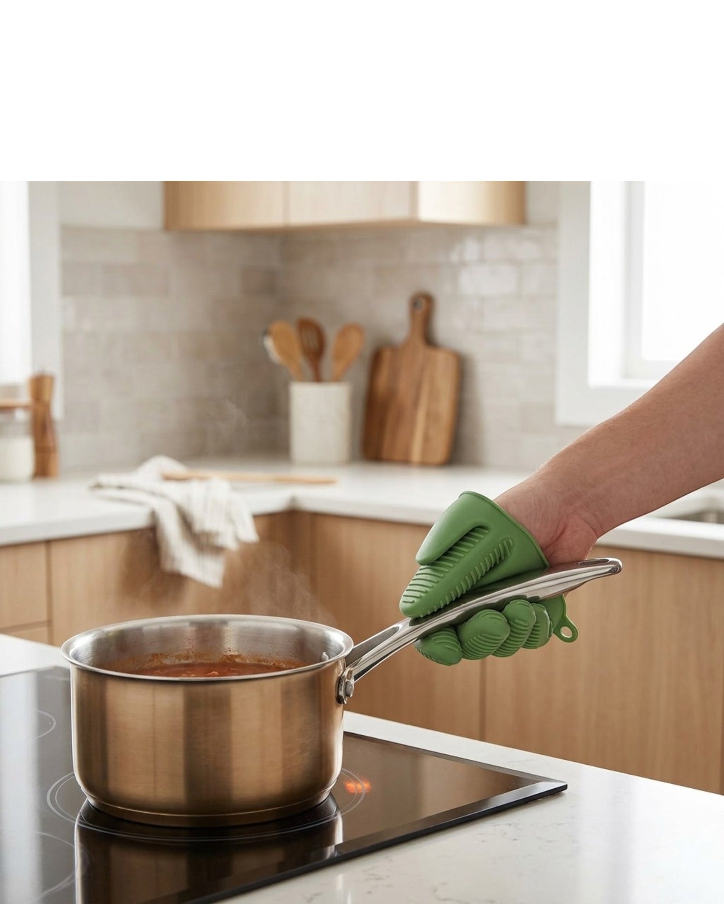 Bjwfx Silicone Mini Oven Mitts 2-Pack Green